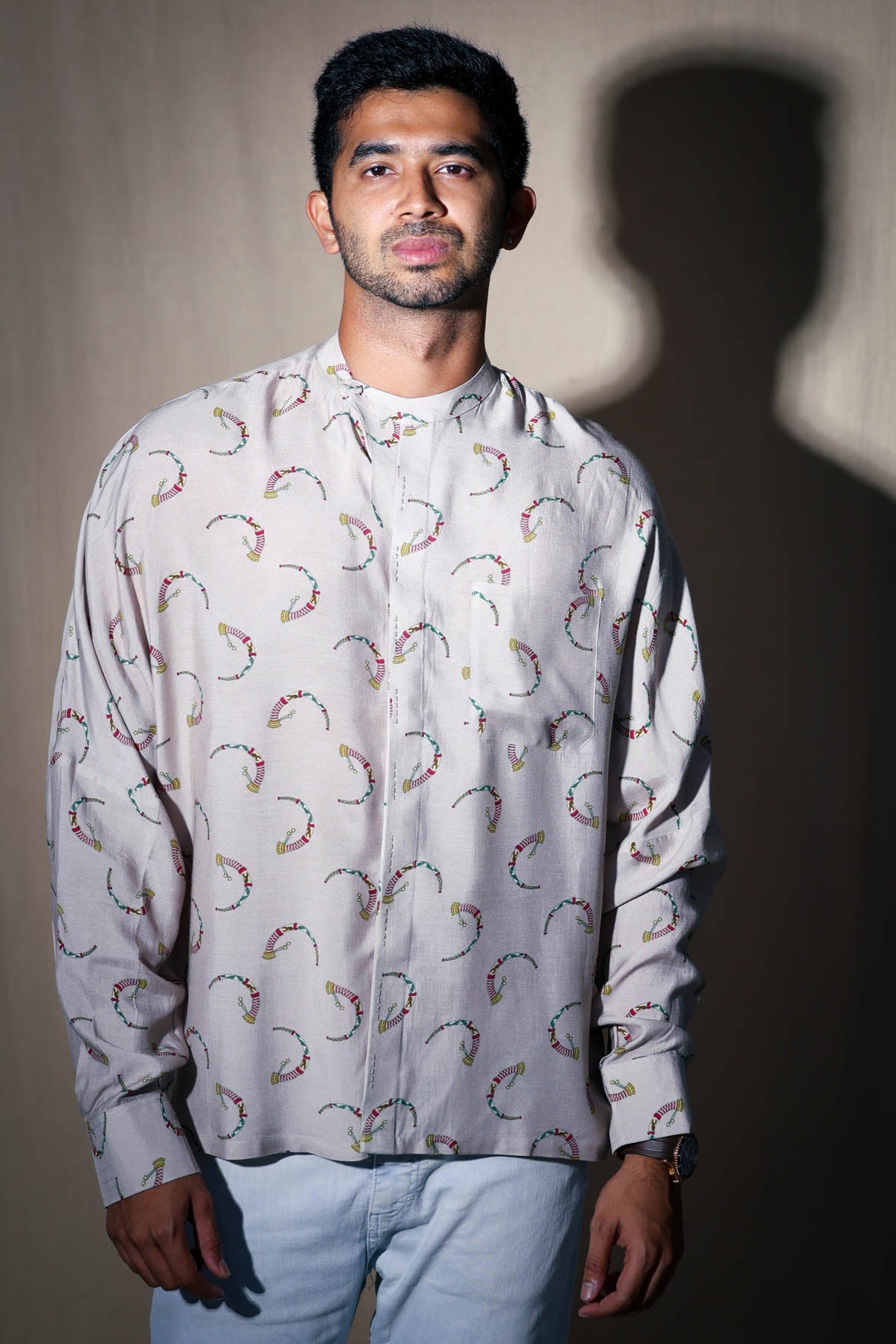 Buy Arya Giri Ivory Printed Placket Shirt